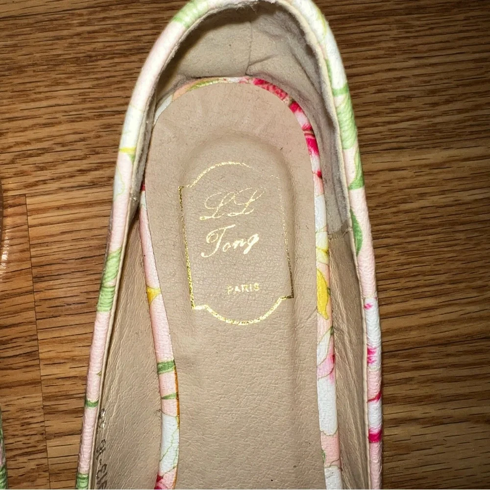 LL Tong Paris Pink‎ Leather floral print Ballet Flats size 38